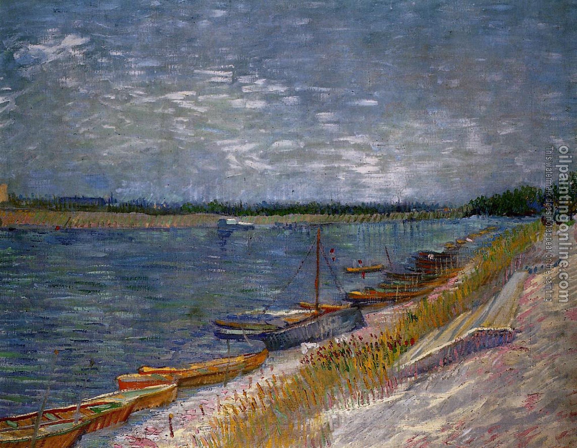 Gogh, Vincent van - View of a River with Rowing Boats